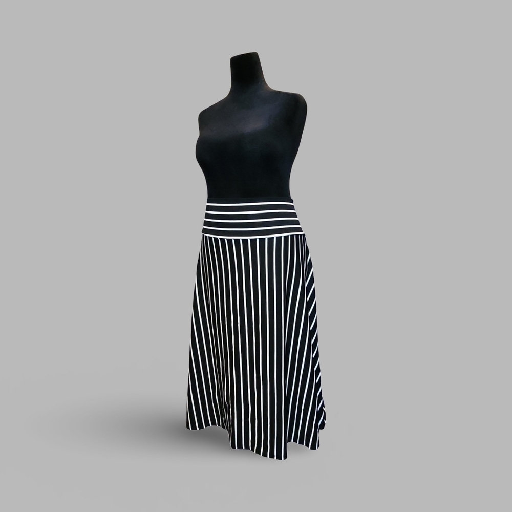 Bella Flore Striped Midi A-Line Skirt / Strapless Dress Punk Goth Rockabilly